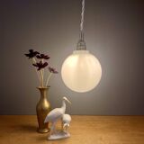 Vintage globe pendant light in white opaline