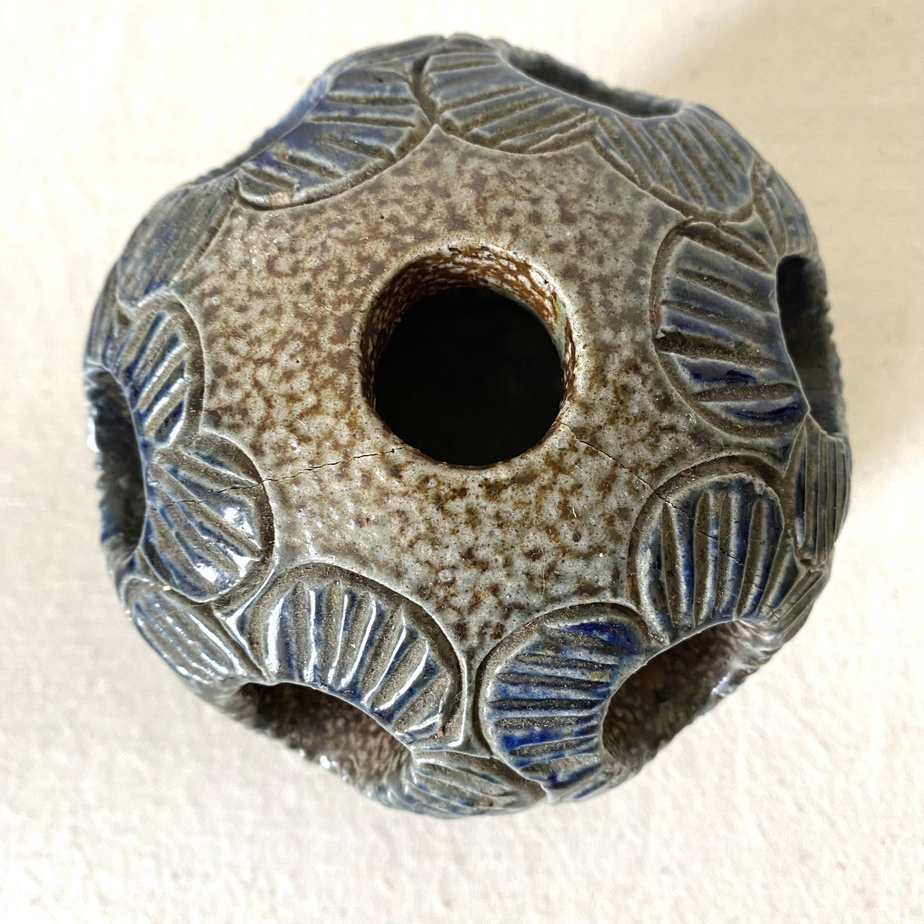 Flowerpot and flower pick, salt pottery, 1970s