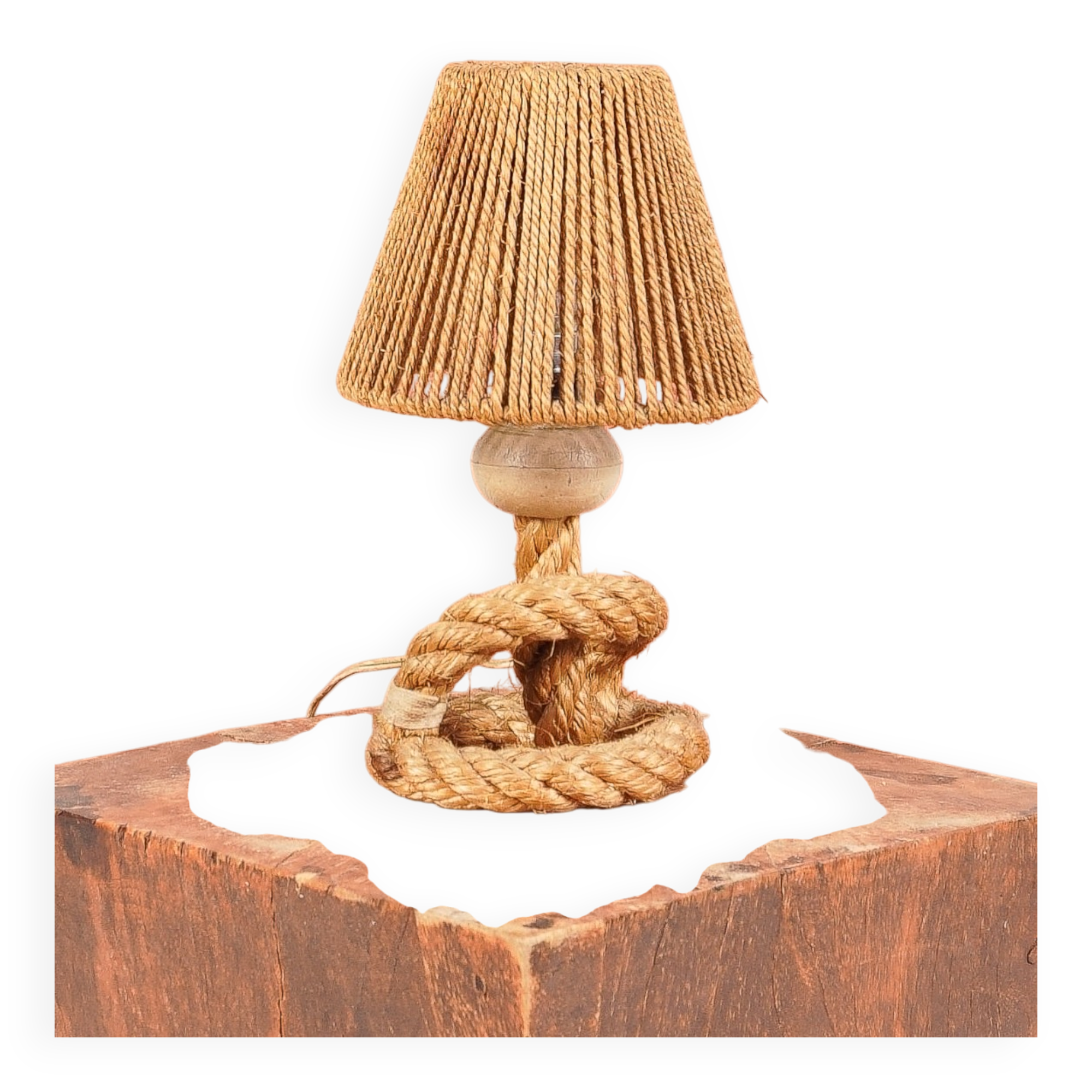 Audoux & Minet - Lampe de table en corde vers 1950