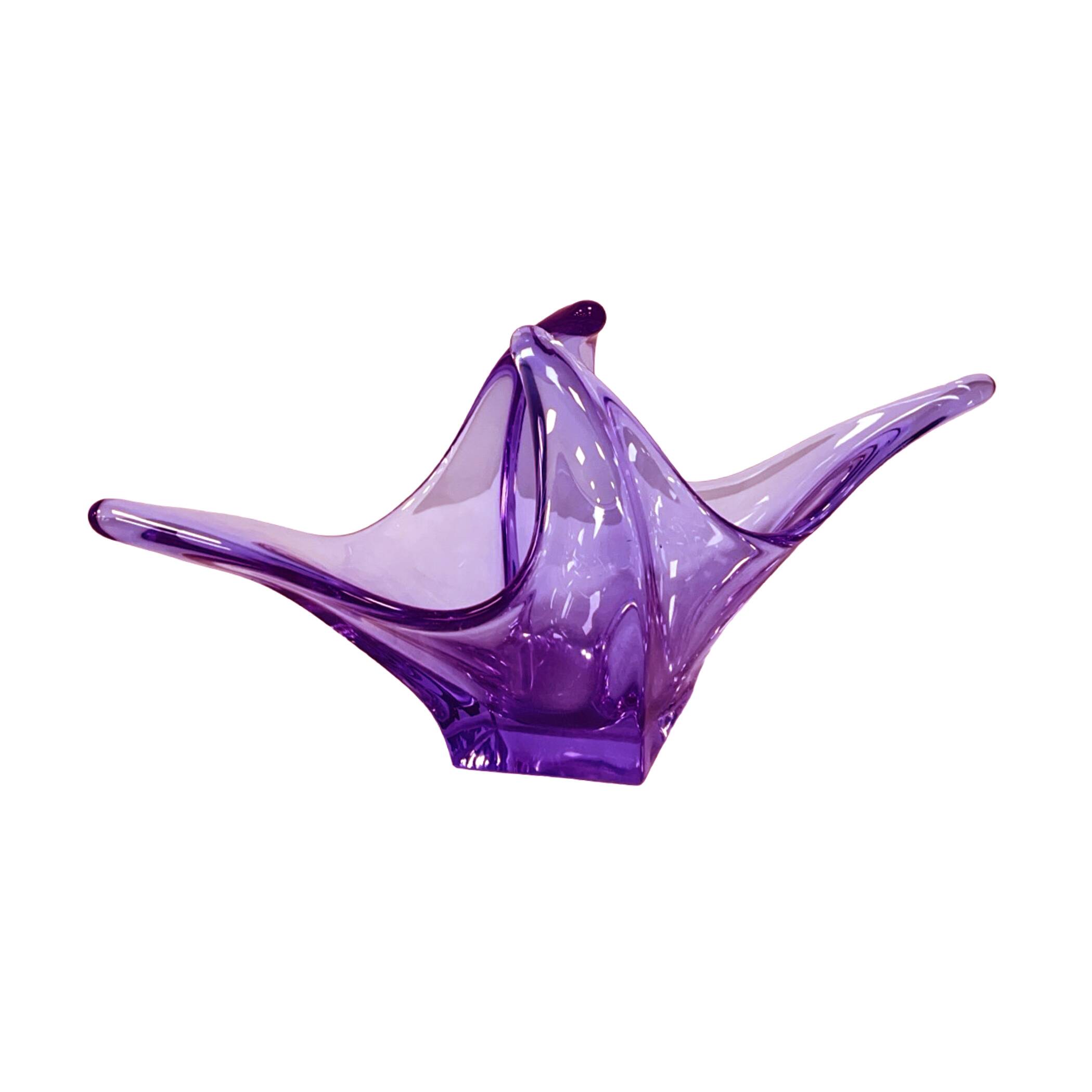 Bowl, basket, neodymium glass, Zelezný Brod ZBS, designed by M. Klinger, Cz