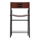 Jeu de 4 Tabourets de bar contemporains avec dossier en cuir marron foncé, caoutchouc noir, métal