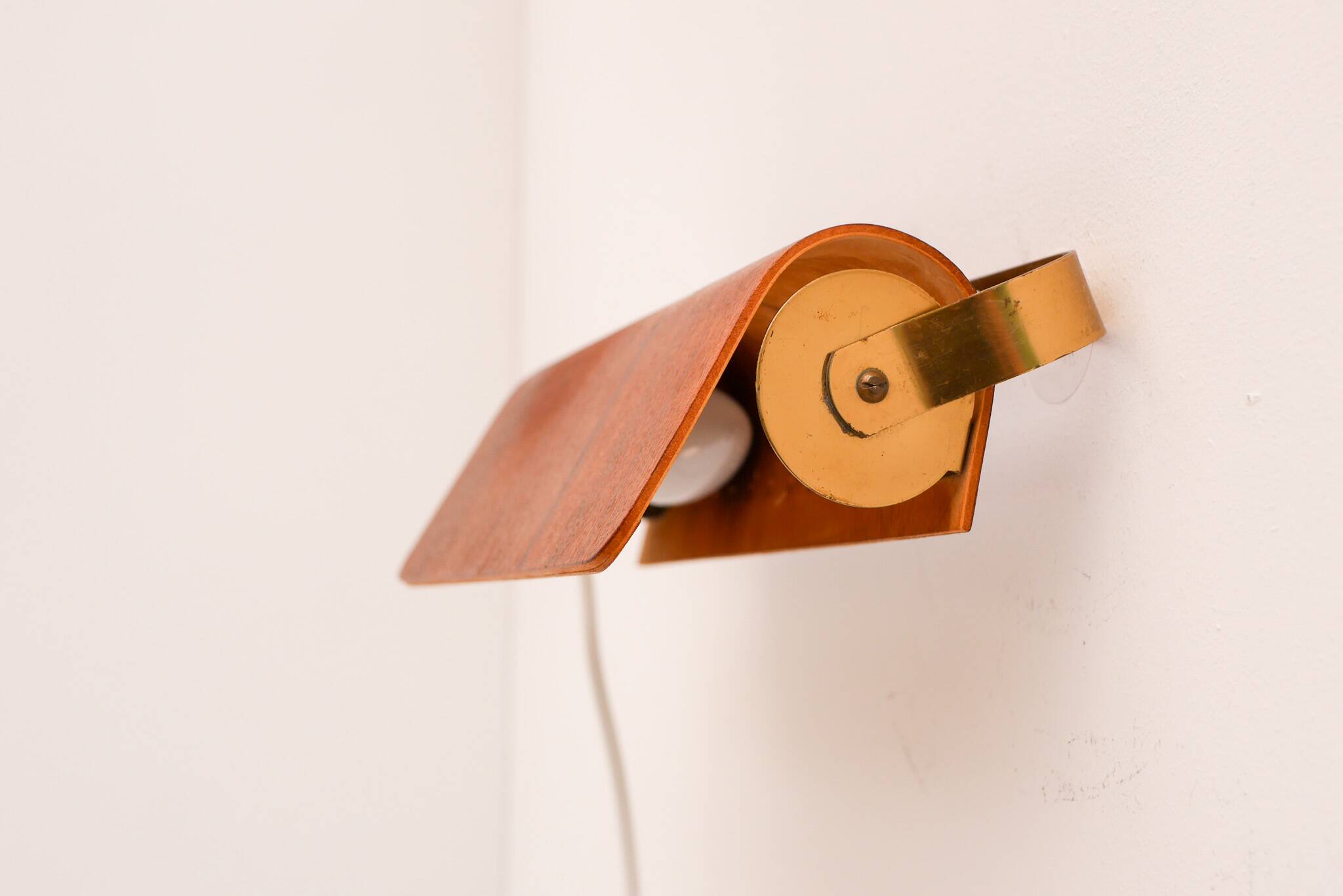 Vintage teak sconce. Mid-century modern classic Scandinavian wall lamp