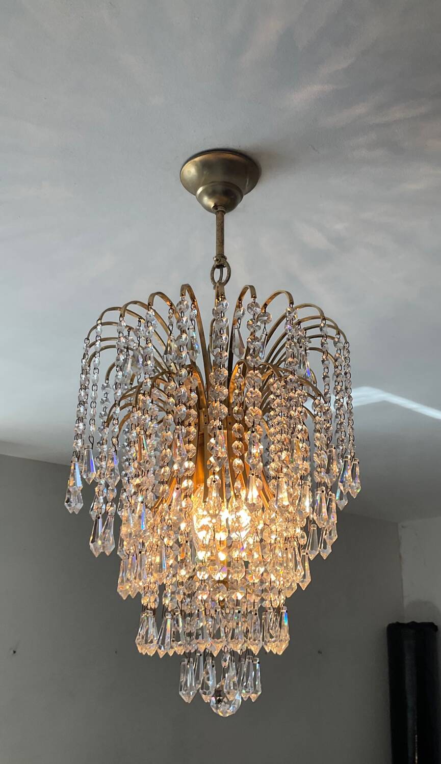 70s crystal tassel cascade chandelier