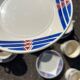 Set of 5 Badonviller Stella earthenware tea or chocolate cups
