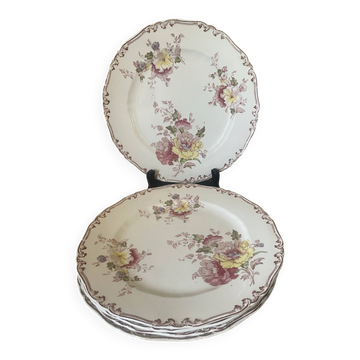 Suite de cinq anciennes assiettes plates Bisto England Modèle Anson Sp