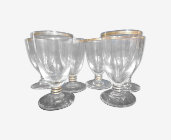 Lot de 6 verres à liqueur digestif dorée