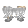 Set of 6 glasses with golden digestive liquor