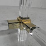 Hollywood Regency coffee table plexiglass, glass, brass, 1970s