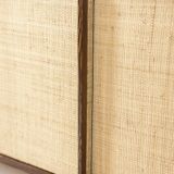 Sideboard in wenge, raffia and lacquered metal. 1970s.