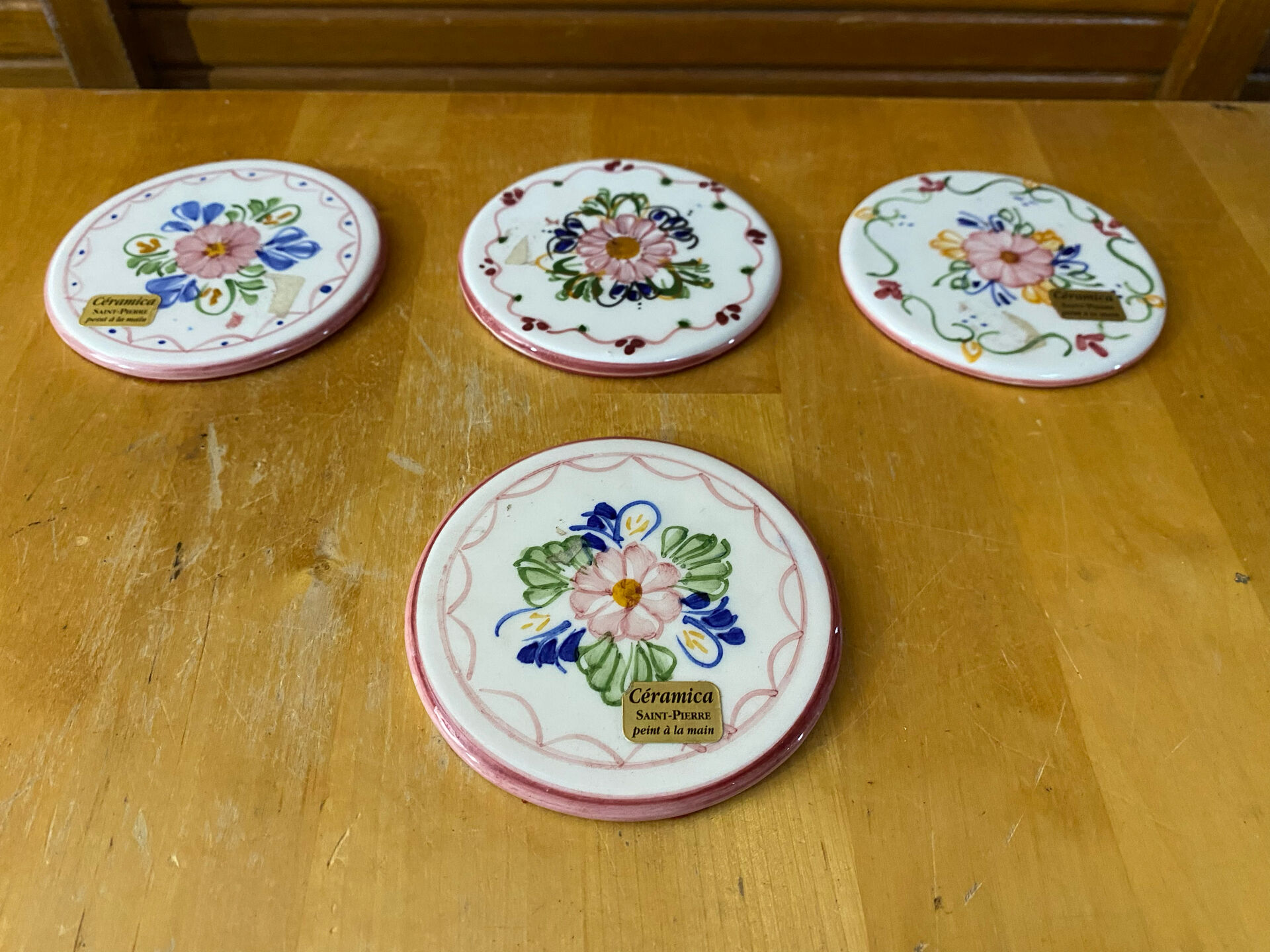 Series 4 coasters saint pierre coloured ceramic mid-century #e