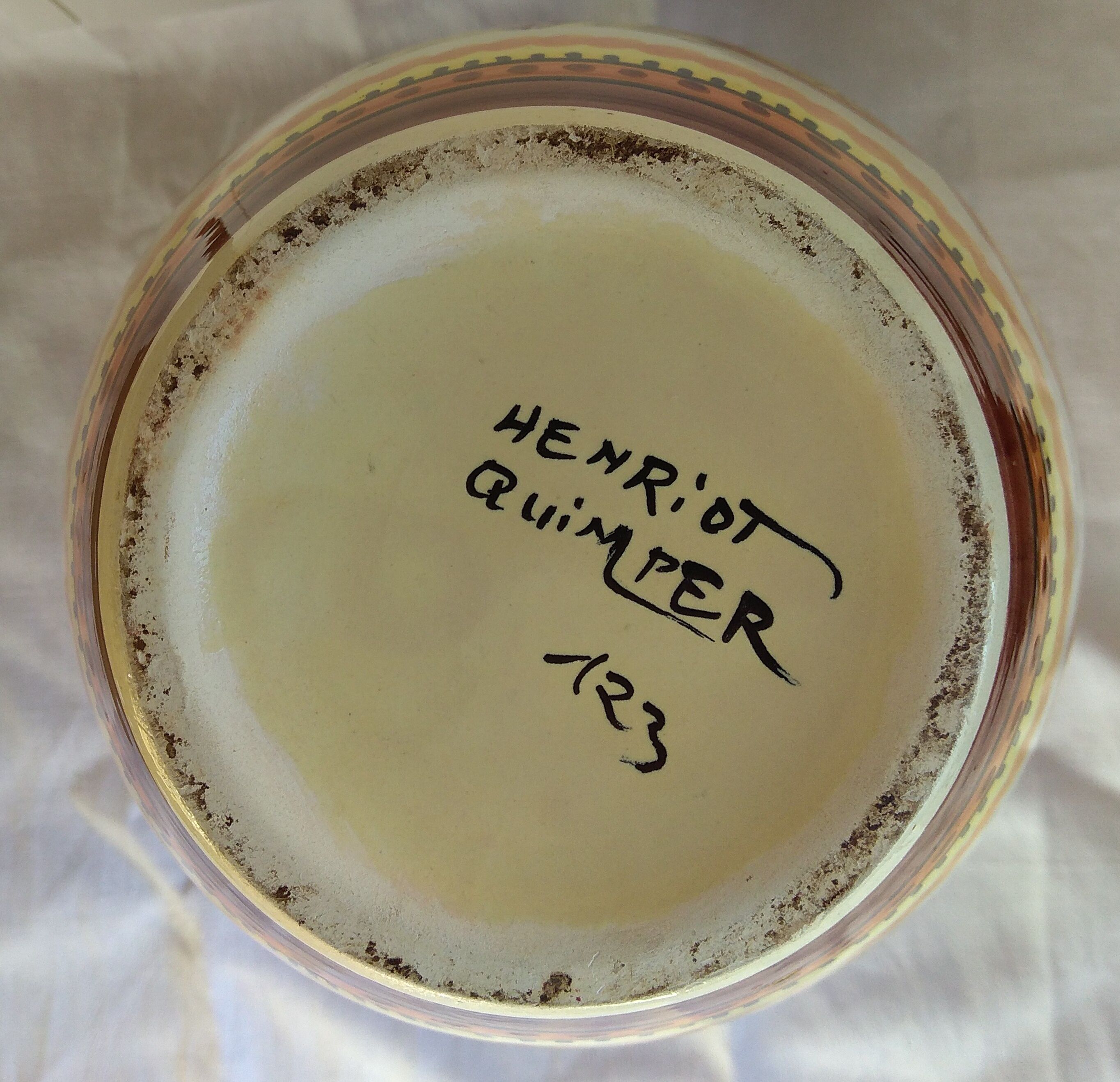 Vase with ceramic handles by Quimper Henriot