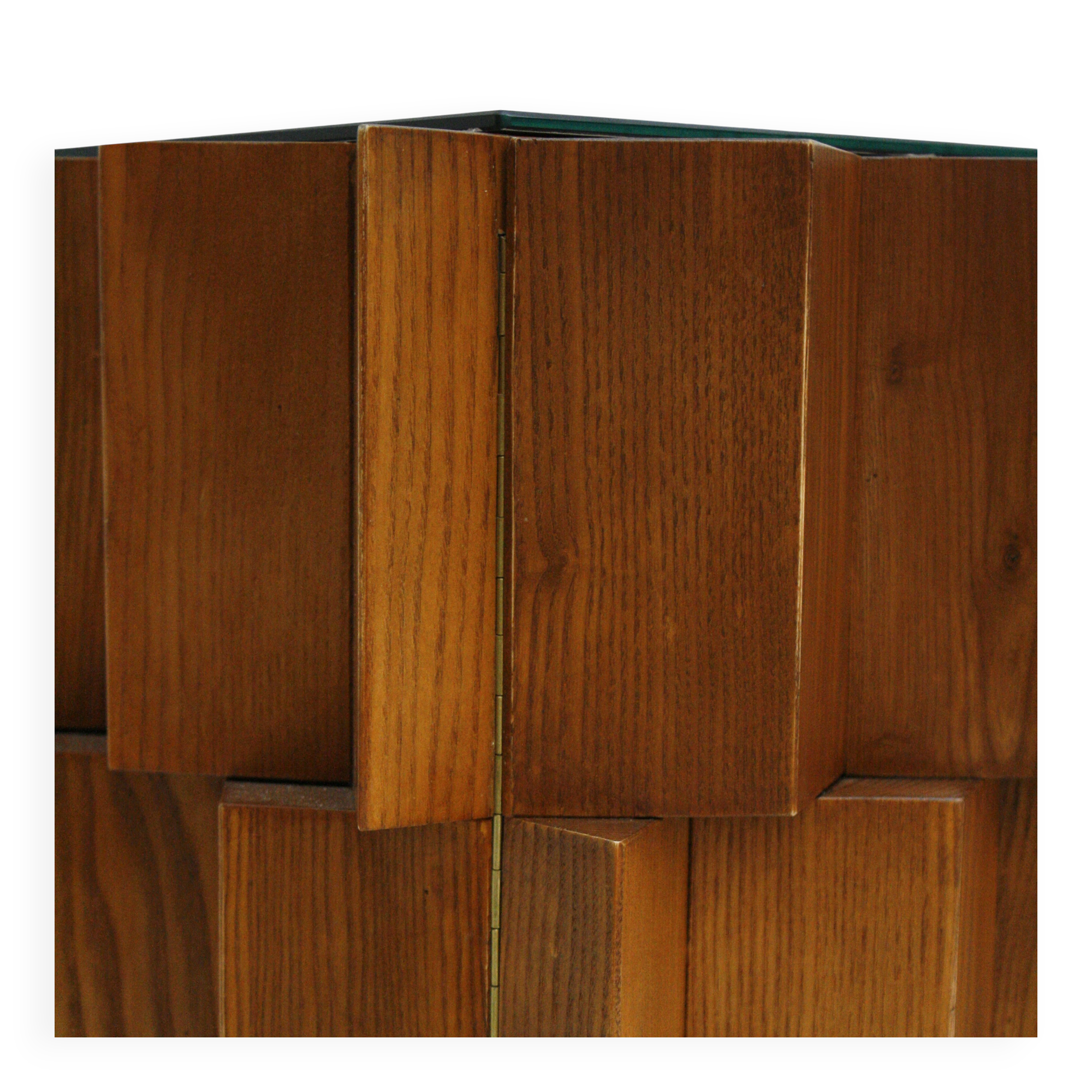 Mid-Century Modern Style Oak Wood and Black Glass Italian Sideboard