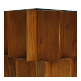 Mid-Century Modern Style Oak Wood and Black Glass Italian Sideboard