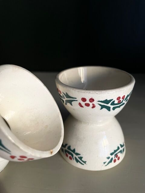 Set de 3 coquetiers en faïence vers 1900