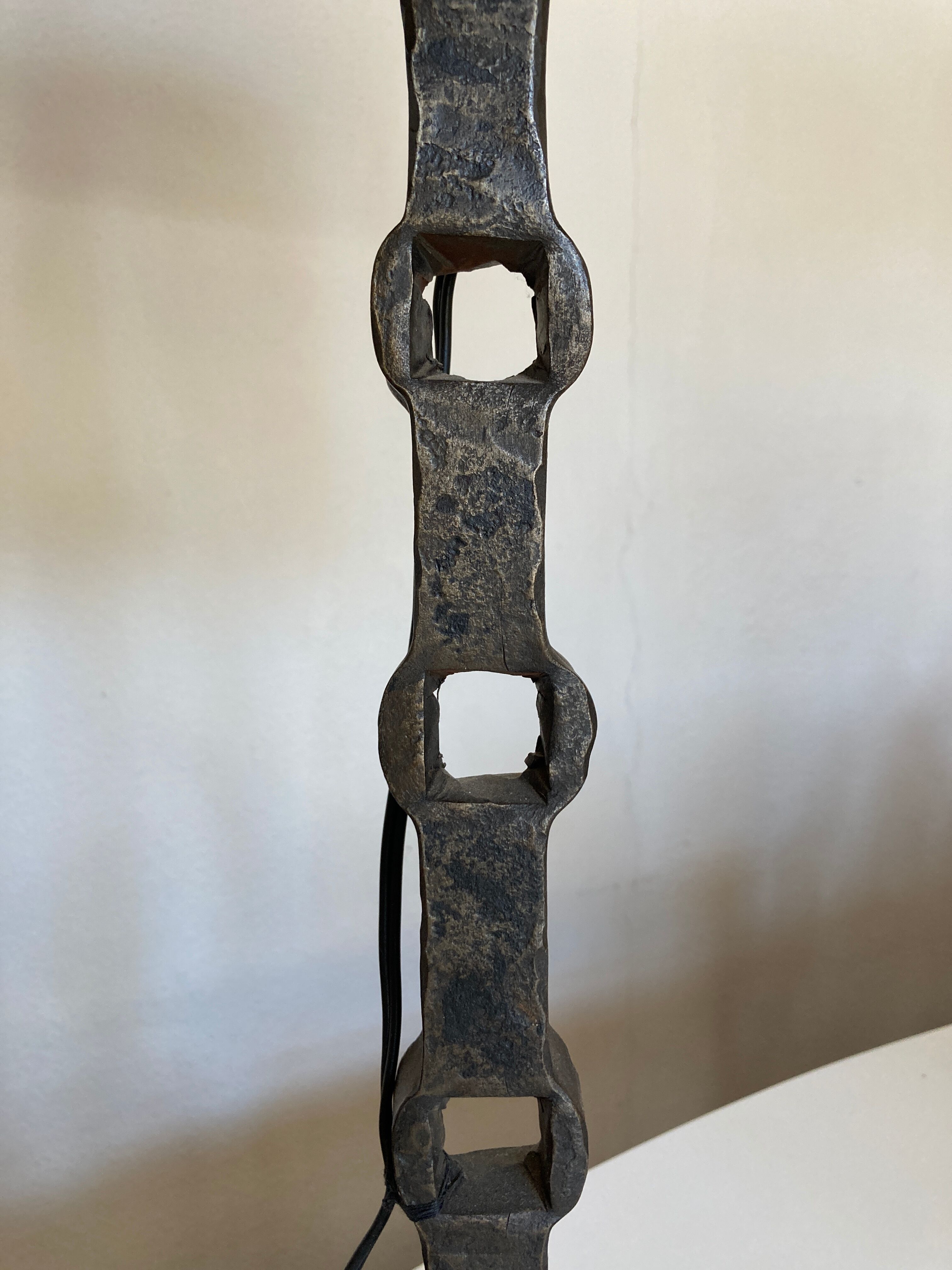 Beaten iron lamp 1970 modernist lampshade period day