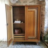 Vintage rattan wardrobe, 60s