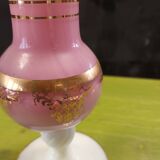 Opaline vase pink and white marquise
