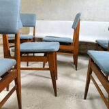 Series of 6 oak chairs, 1950