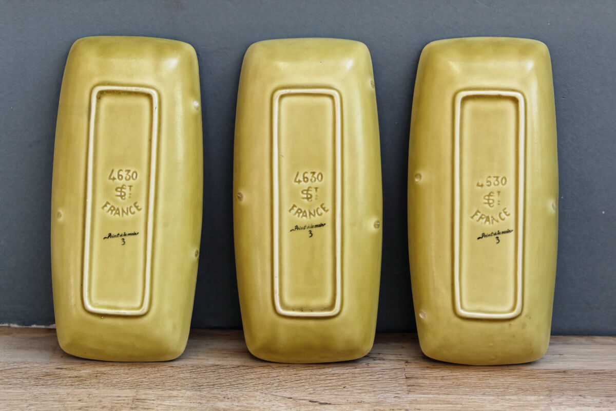 Set of 3 raviers in earthenware of Saint Clément