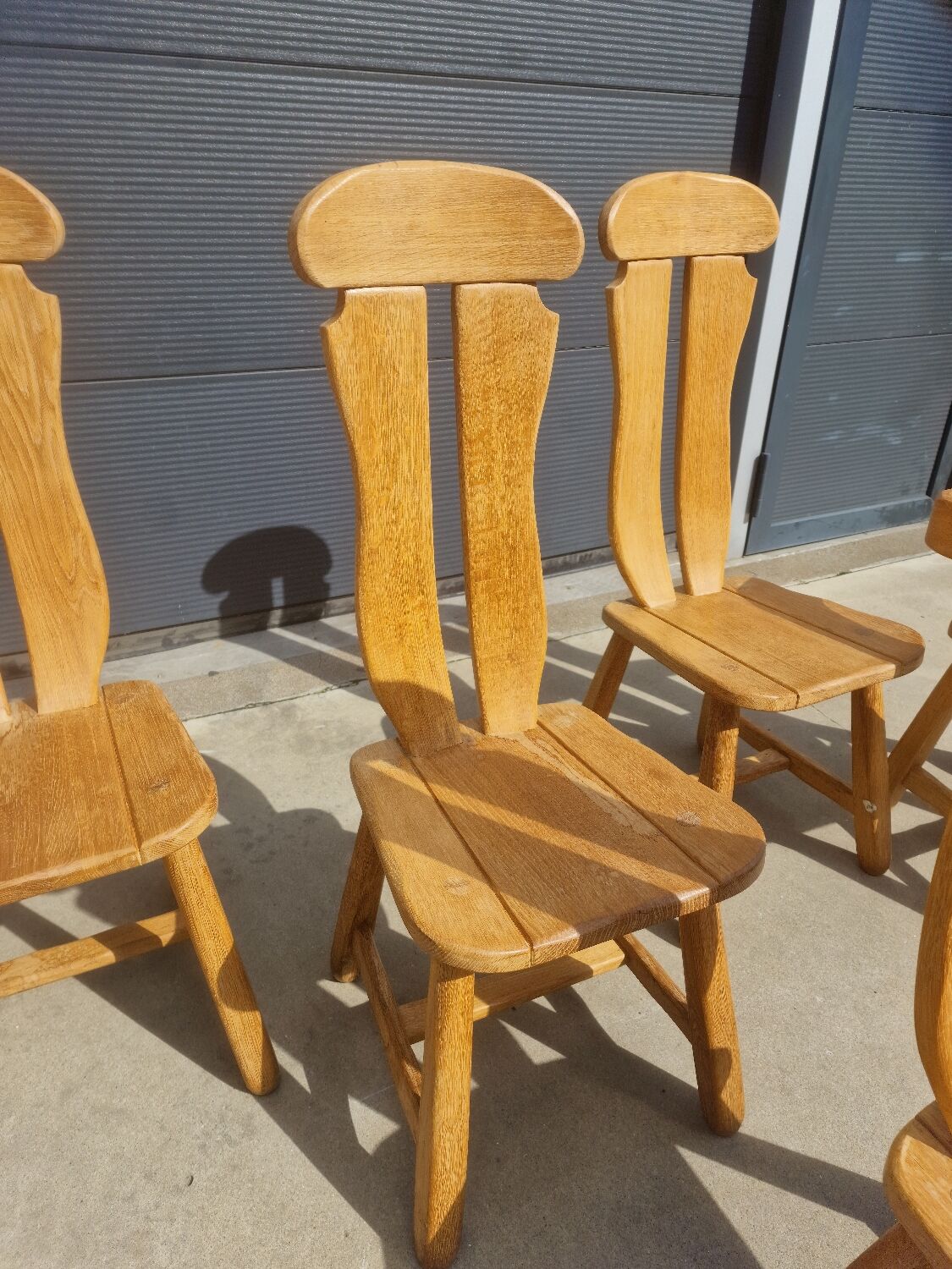 Set of 8 Britalist Oak Chairs from De Puydt, Belgium 1970s