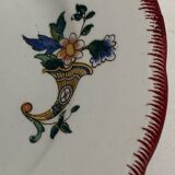 6 Sarreguemines dessert plates, cornucopia, 1928