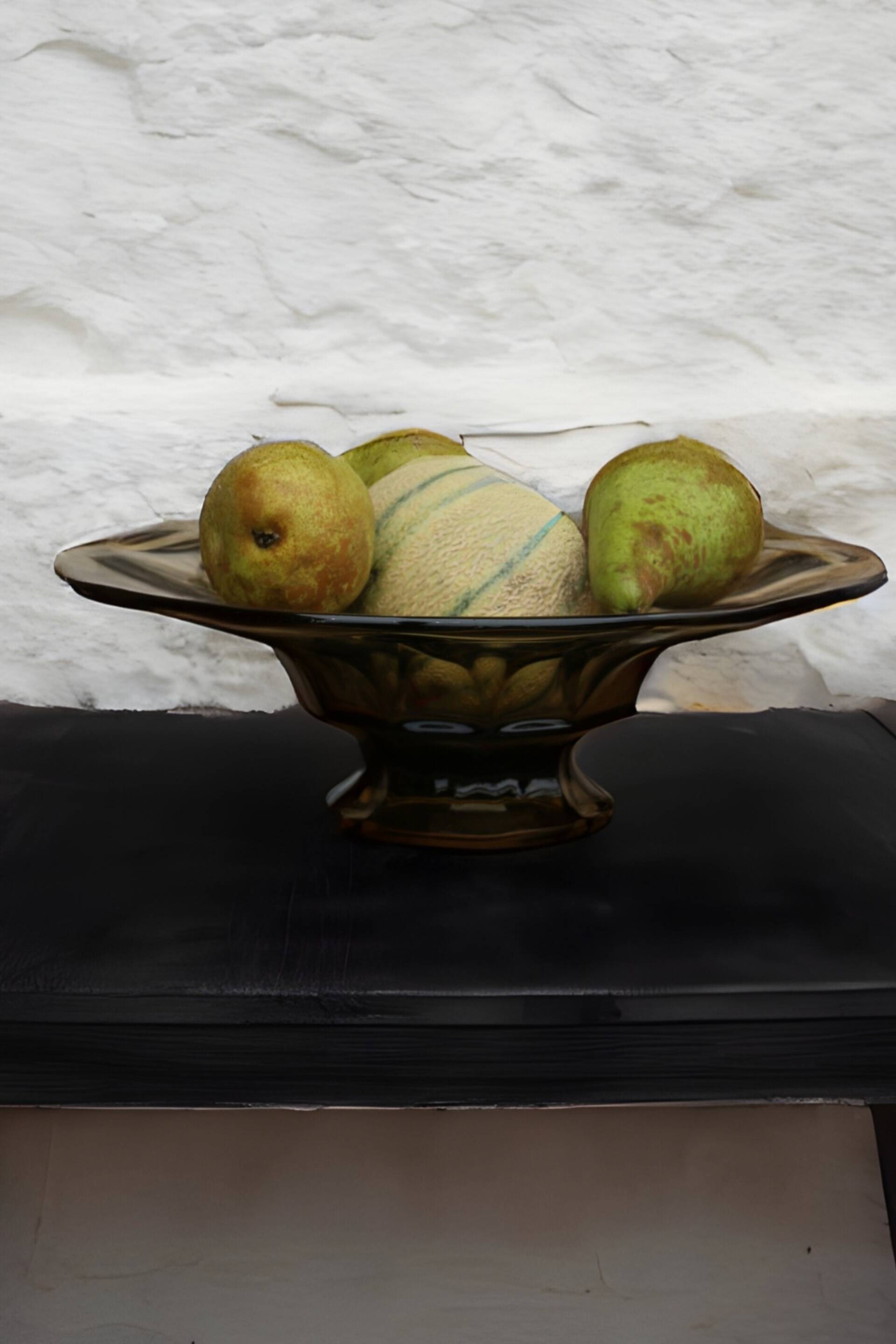 Vintage smoked glass bowl, Art Deco style