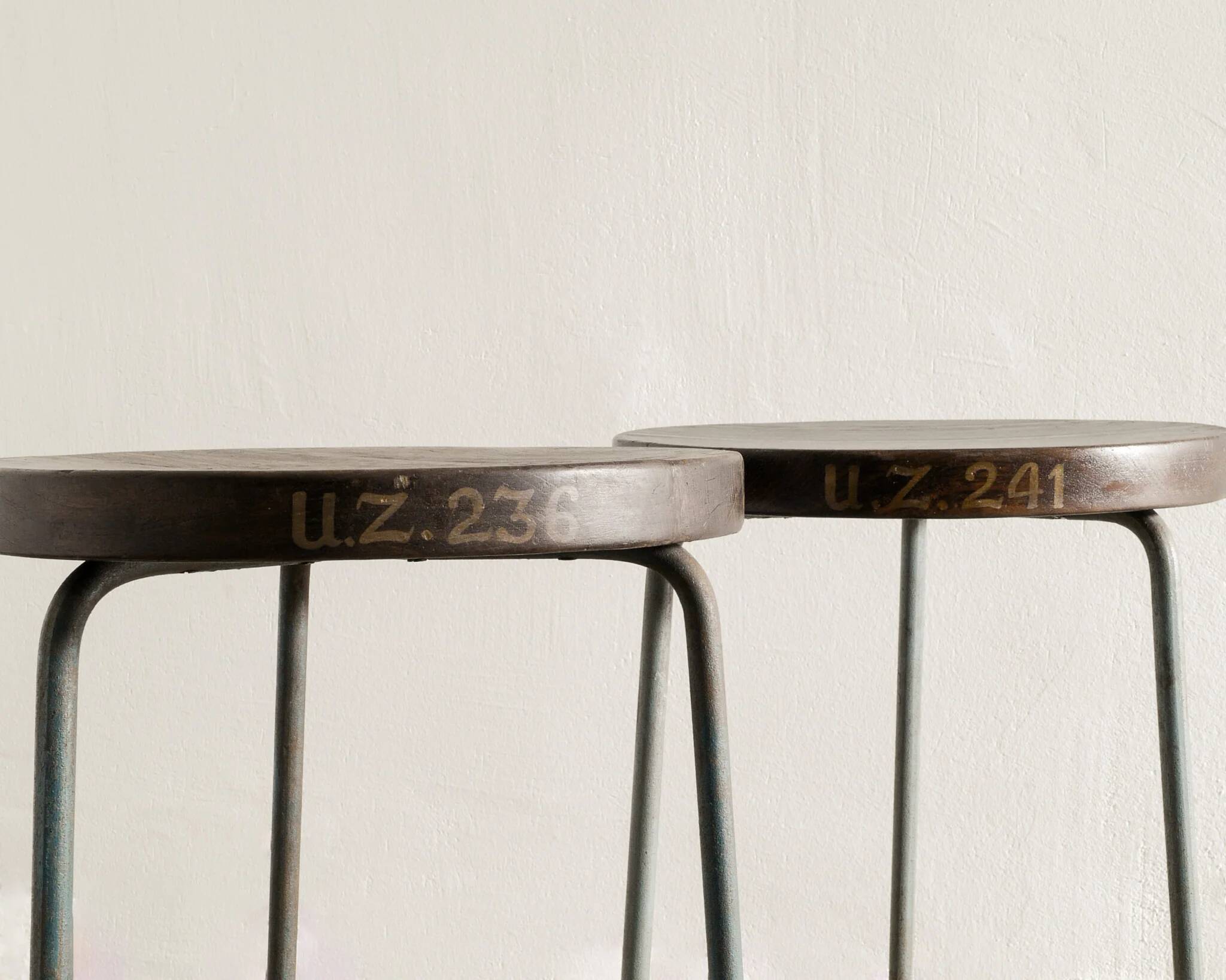 Pair of Mid Century Wooden High Bar Stools by Pierre Jeanneret, 1950s