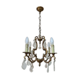 Lustre en bronze et pampilles style Louis XV