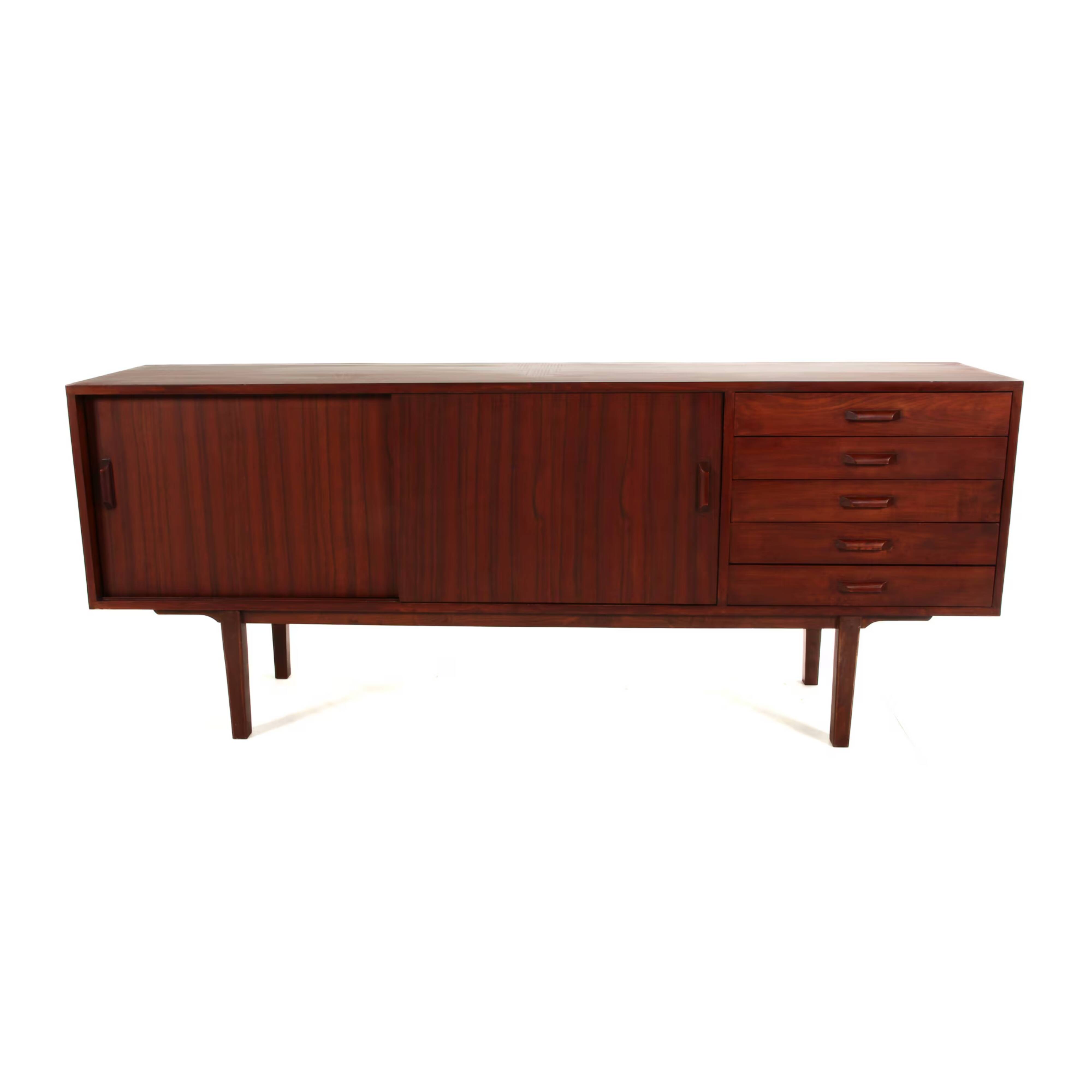 Vintage Scandinavian teak sideboard with 5 drawers - Denmark, 1990s