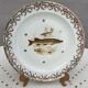 Set 12 plates porcelain gold fine fish fern limousine de Chastagner