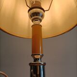 Solid brass candle holder lamp and vintage fabric