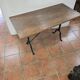 Ancienne table bistrot dessus chêne pied fonte , 118cms de L