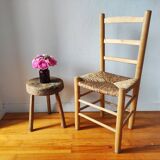 Chaise vintage en bois brut