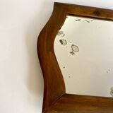 Miroir glace ancienne, bois chapeau de gendarme