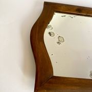 Miroir glace ancienne, bois chapeau de gendarme