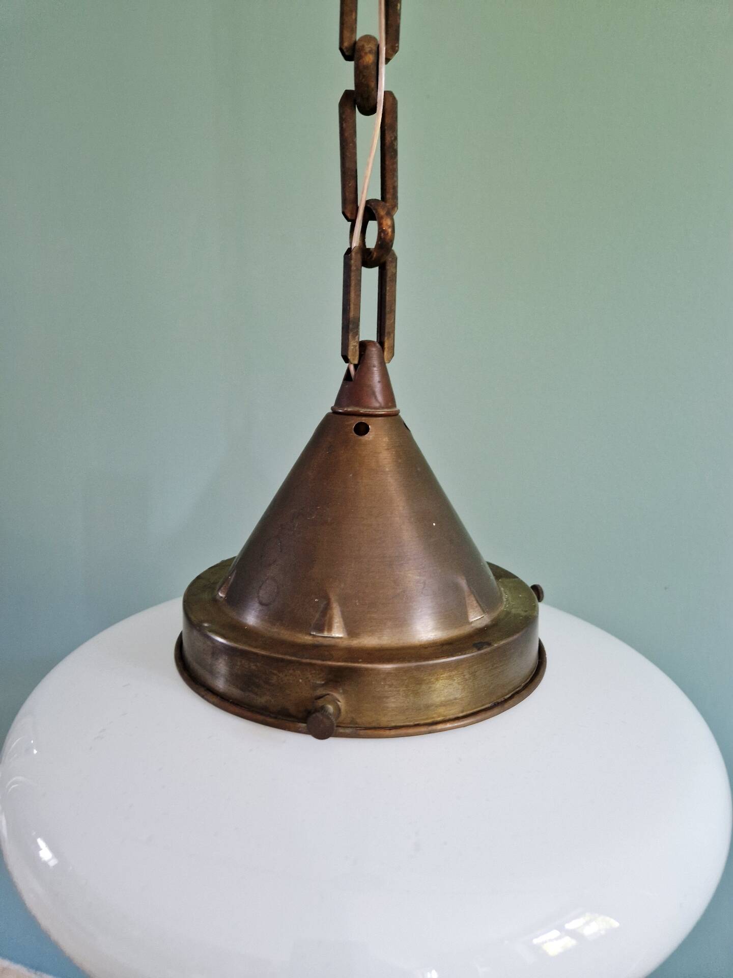 Art Deco suspension in white opaline, 1920s