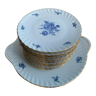 Cake set, 1 course and 12 dessert plates in Limoges porcelain, Louis Lourioux, mid-twentieth