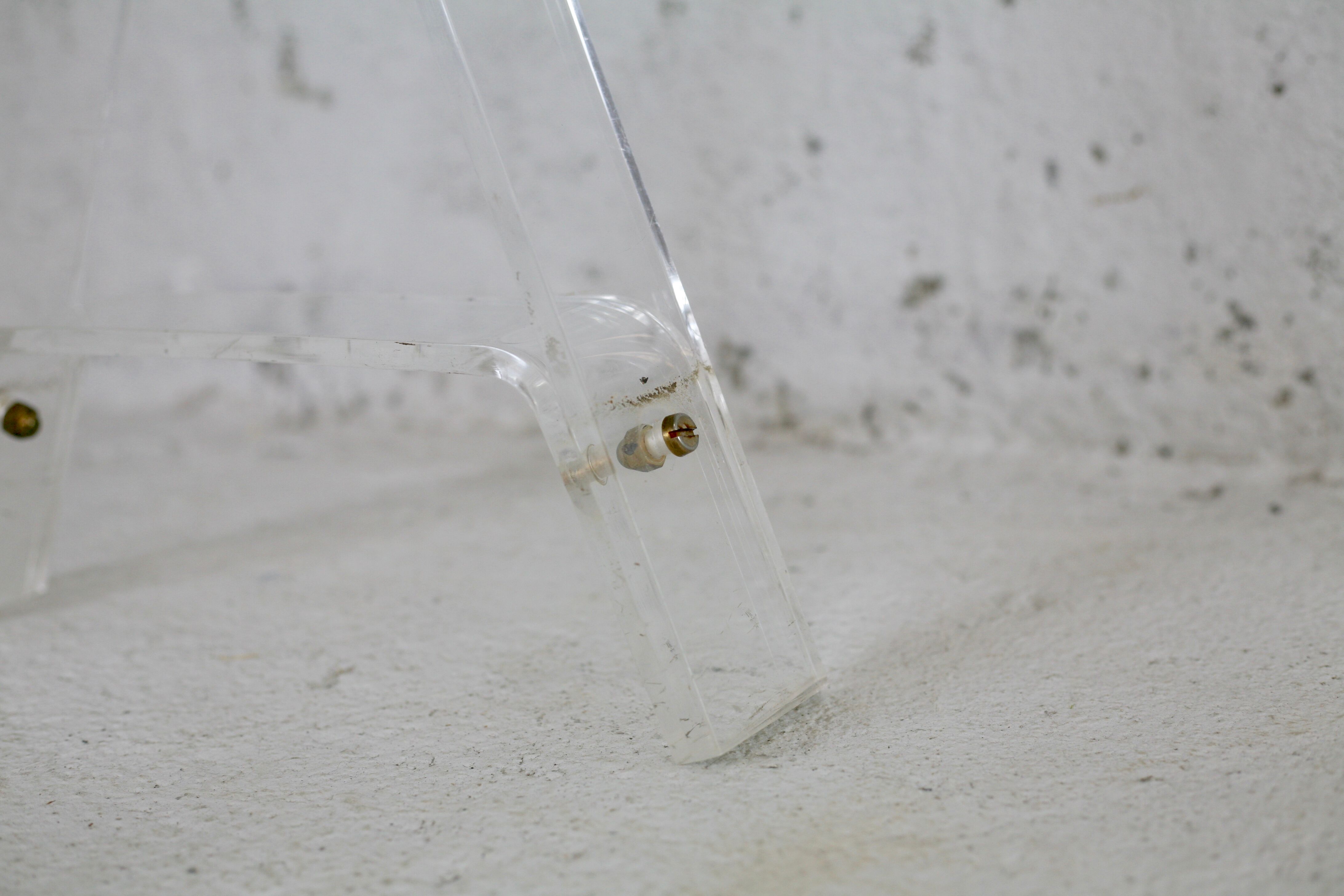 Office Plexiglas trestles, glass tray rounded edges, France, circa 1970