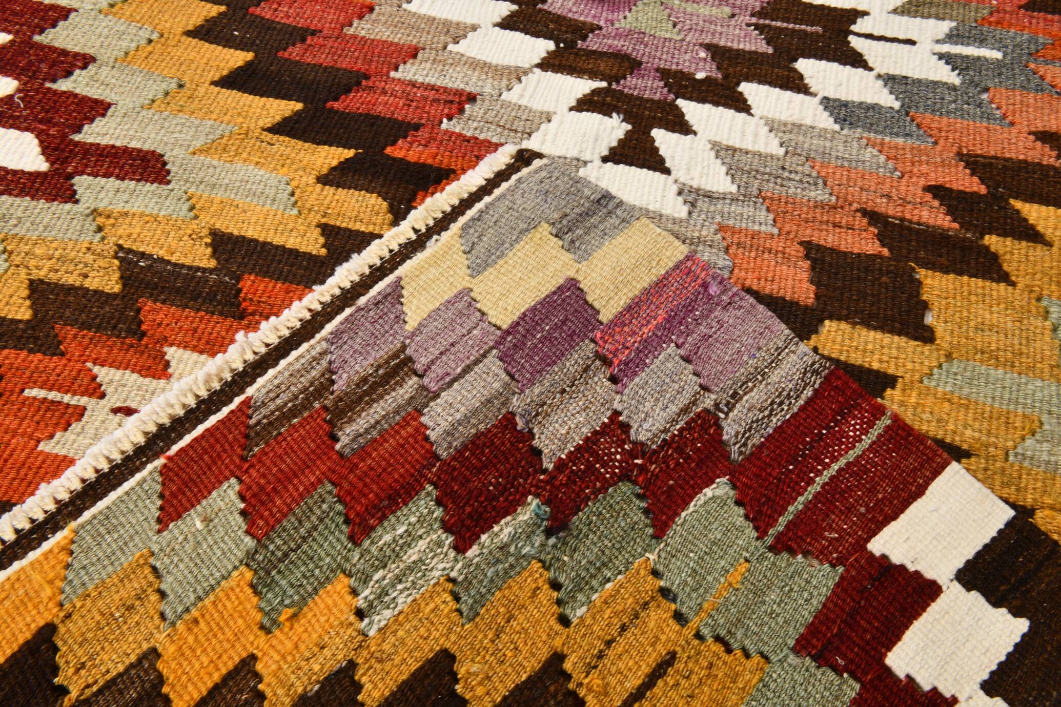 Multicolor Geometric Handmade Kilim Rug, 102x148Cm