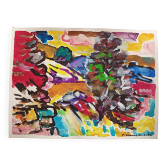 pierre Lacroux (1909- 1993) Gouache sur papier 24 x 32 cm - de 1989 - (297)
