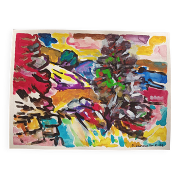 Pierre Lacroux (1909-1993) Gouache on paper 24 x 32 cm - from 1989 - (297)