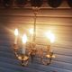 Antique gilded bronze chandelier in Louis XVI style, 5 lights, in working condition.