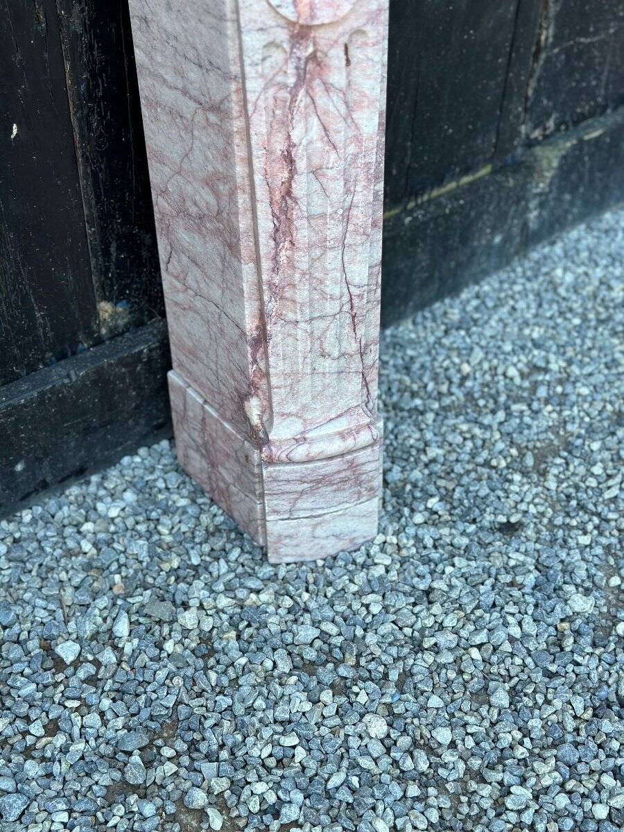 Louis XV Style Fireplace In Pink Marble, Circa 1980