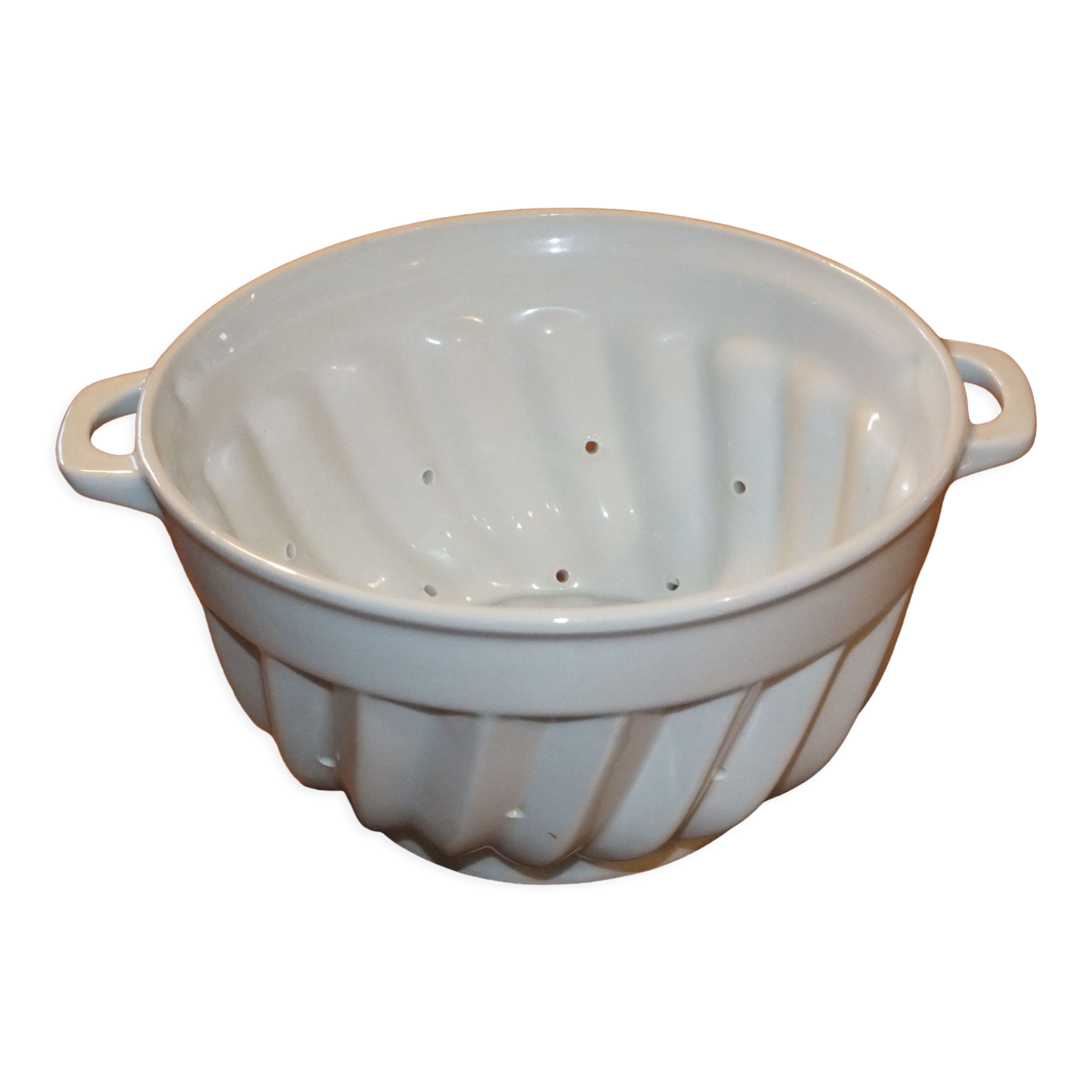 White porcelain strawberry strainer or drainer