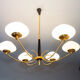 Pendant light in brass and opaline 50s