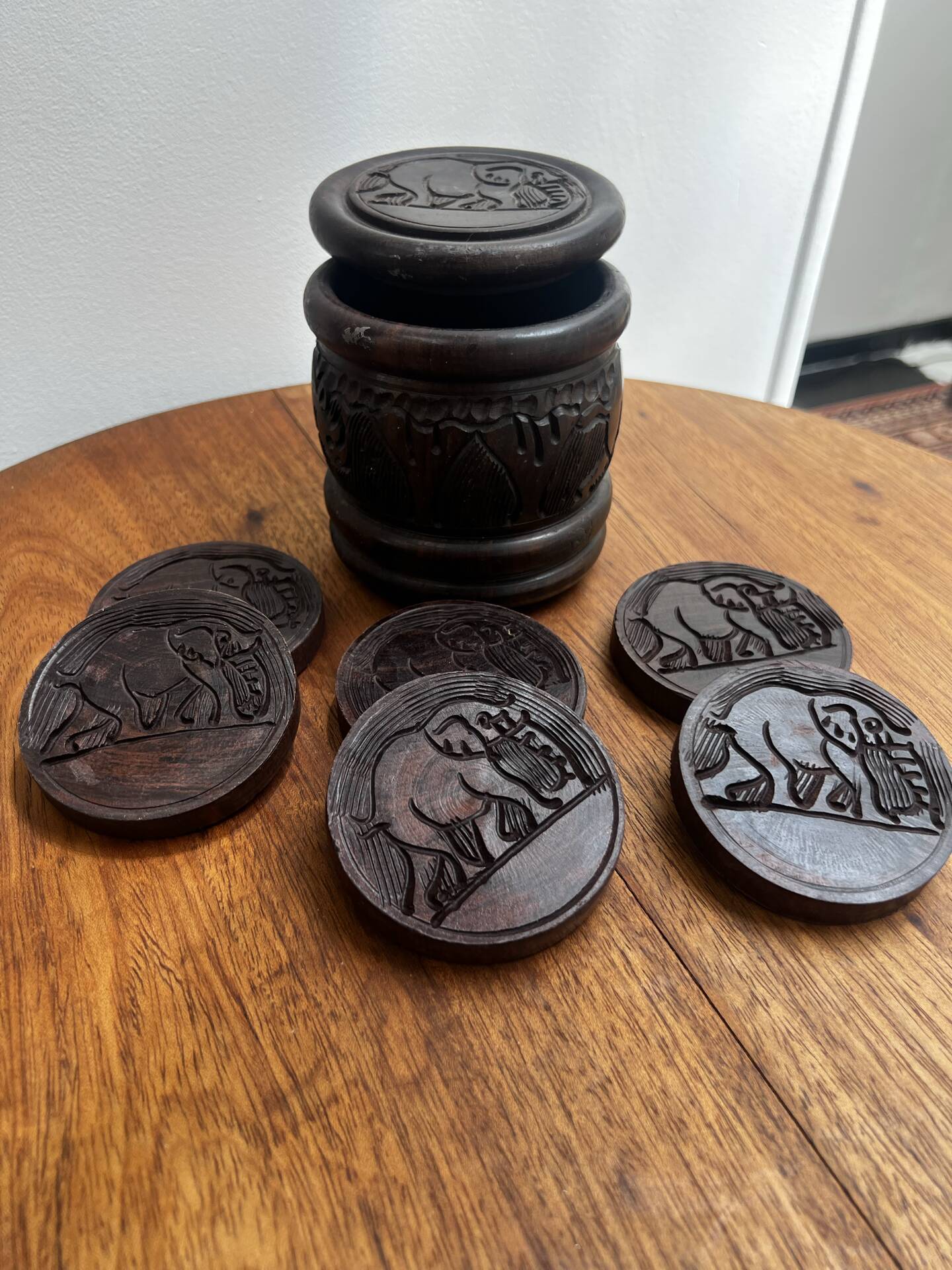 6 wooden coasters 1980