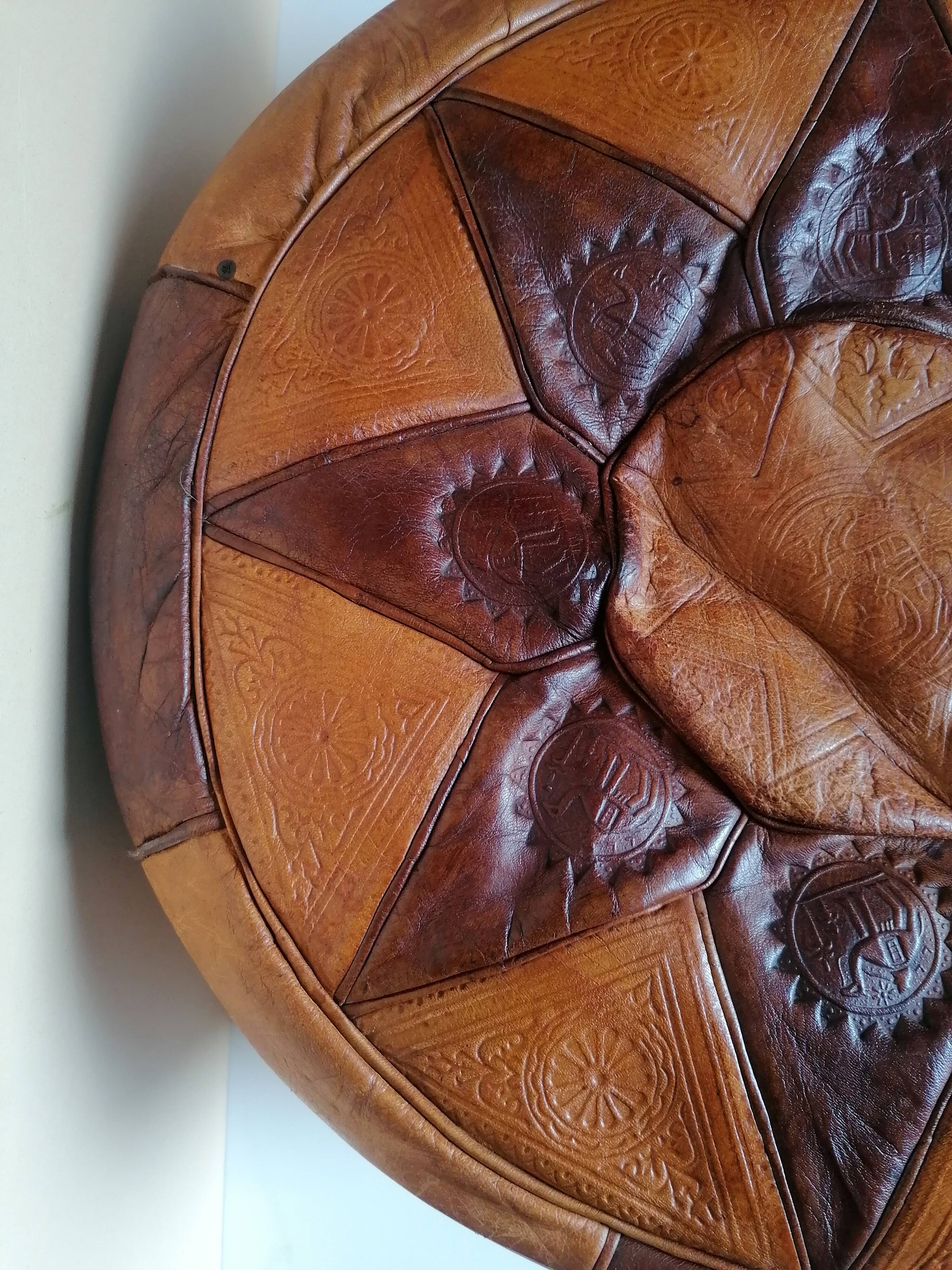 Pouf leather morocco