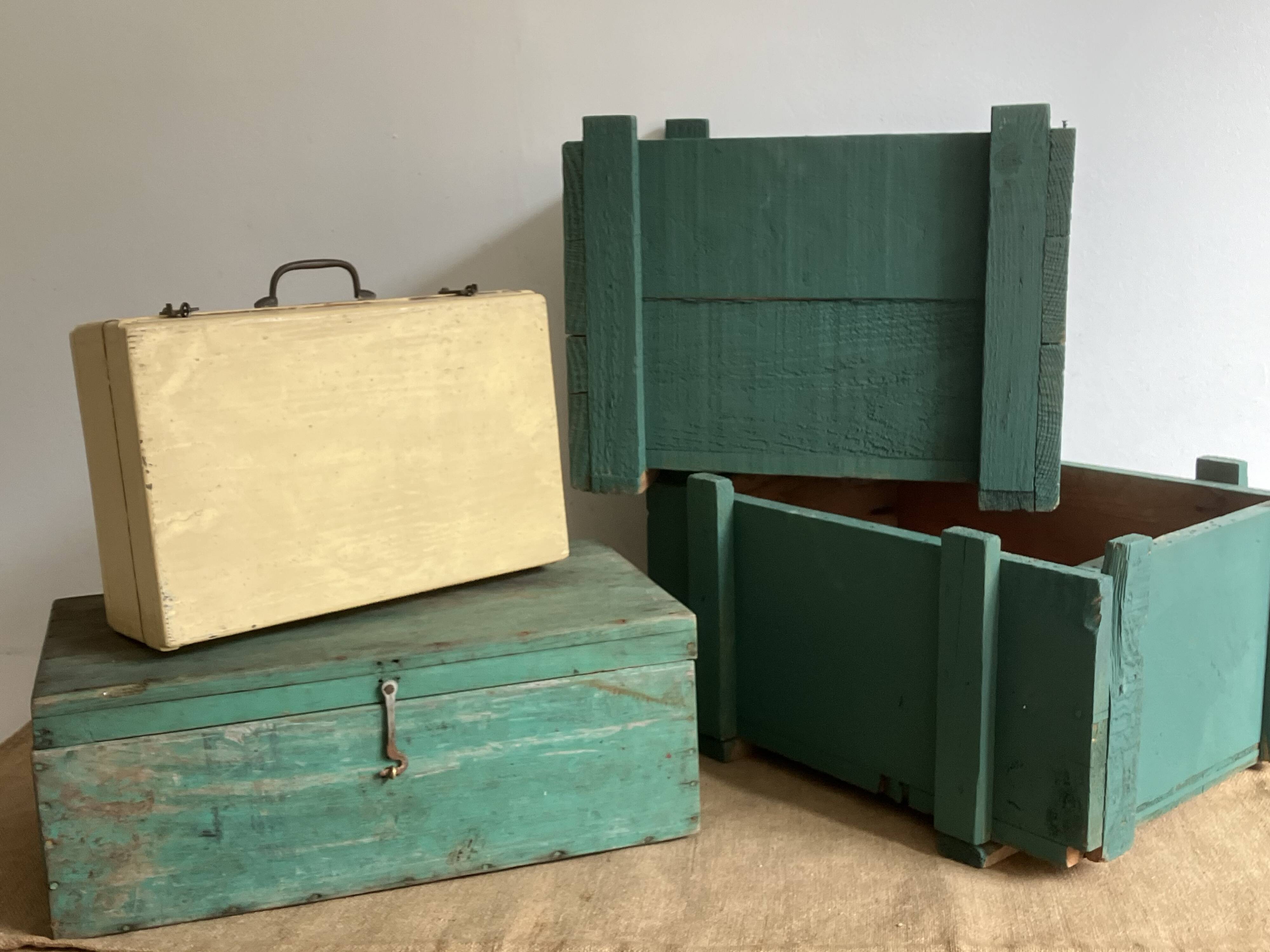 Old toolbox, wooden chest