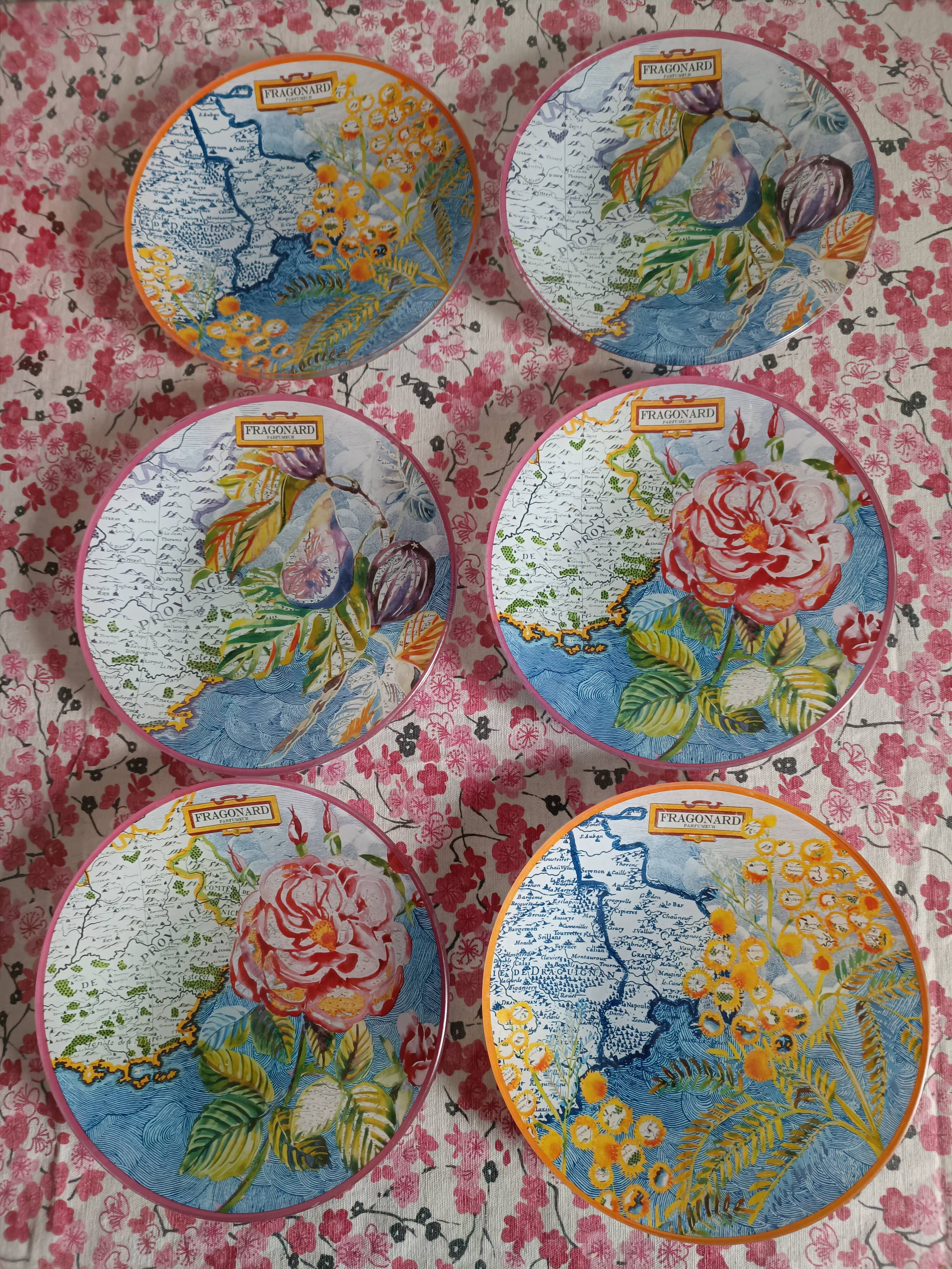 6 assiettes « cartes de Provence » - Fragonard