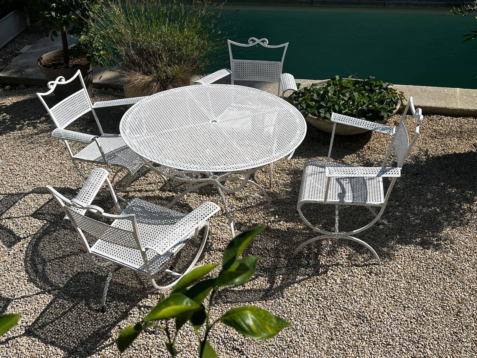 Garden set Maison Jansen in wrought iron 1960